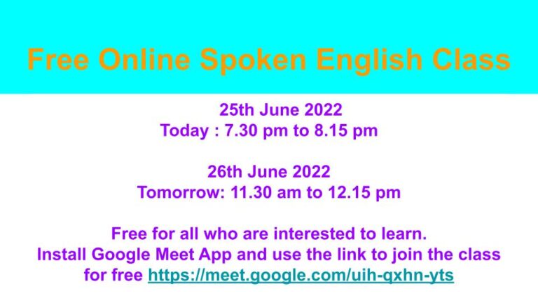 FREE SPOKEN ENGLISH CLASS