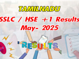 Tamilnadu SSLC / HSE +1 May 2025 Results Published